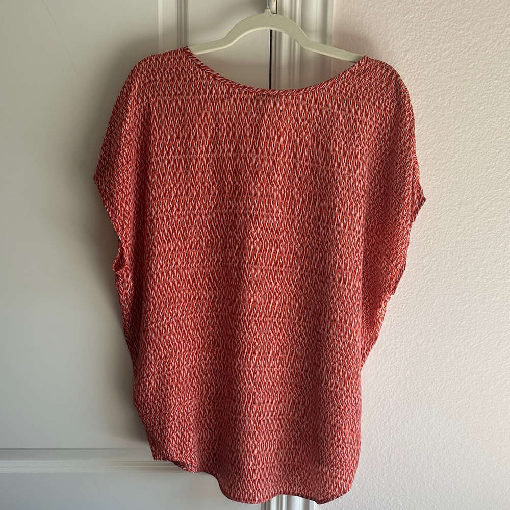 Joie Orange Silk Patterned Blouse - image 5